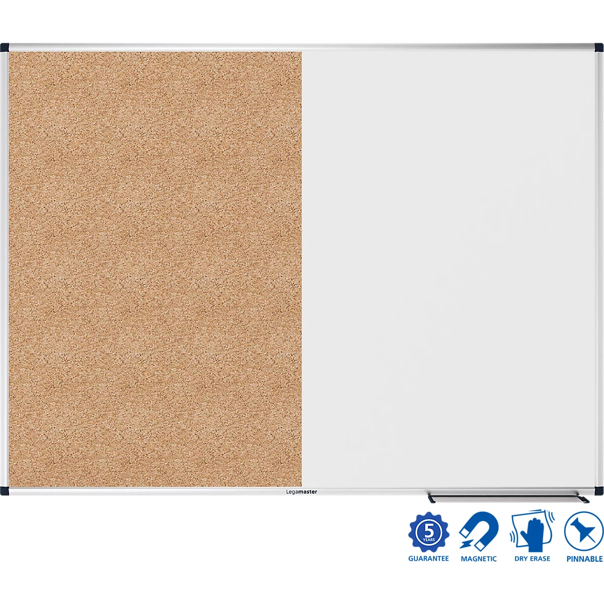 Tableau combiné Legamaster UNITE, tableau d'affichage &amp; tableau blanc, L 1200 x P 12,6 x H 900 mm, acier laqué &amp; liège naturel, blanc &amp; marron